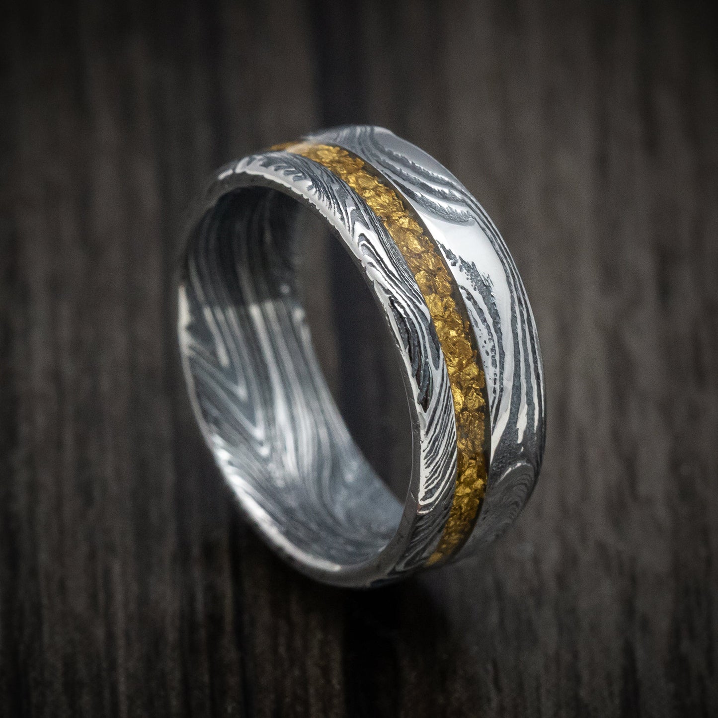 Marble Kuro Damascus Steel Raw Gold Nugget