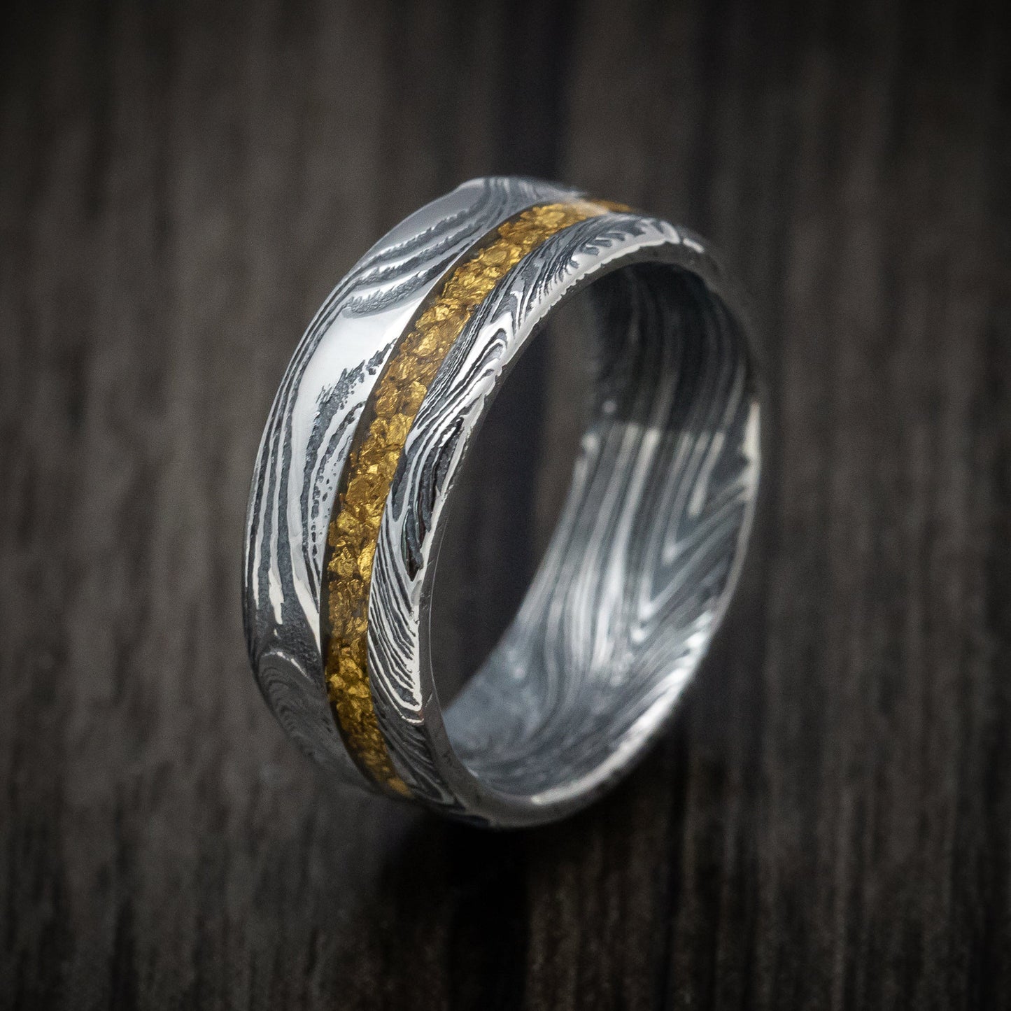 Marble Kuro Damascus Steel Raw Gold Nugget