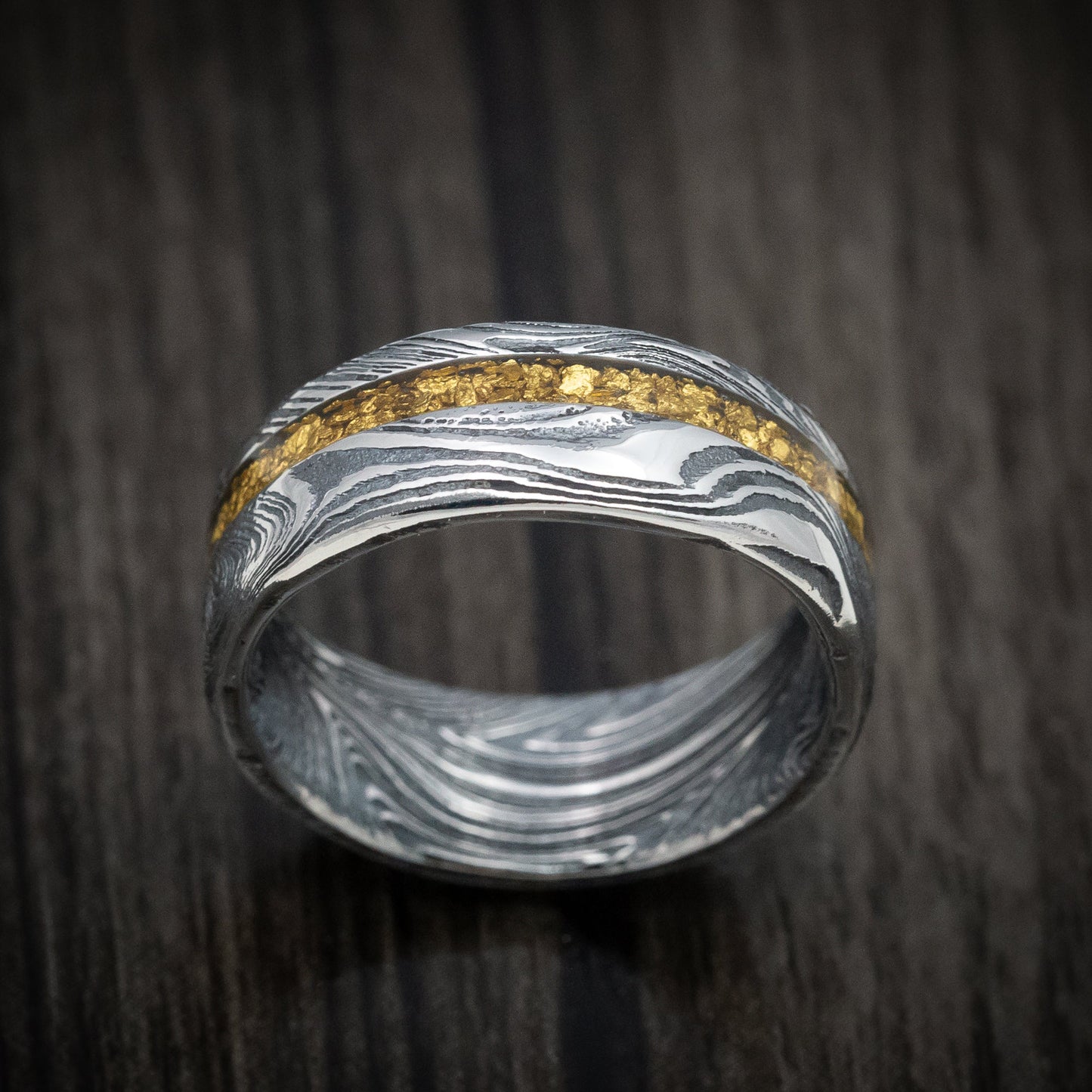 Marble Kuro Damascus Steel Raw Gold Nugget