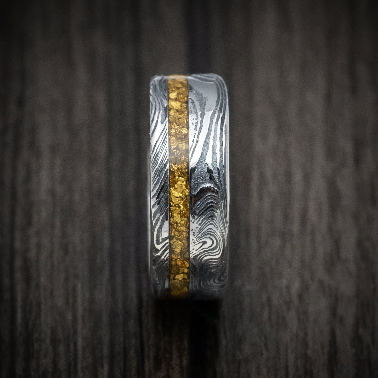 Marble Kuro Damascus Steel Raw Gold Nugget