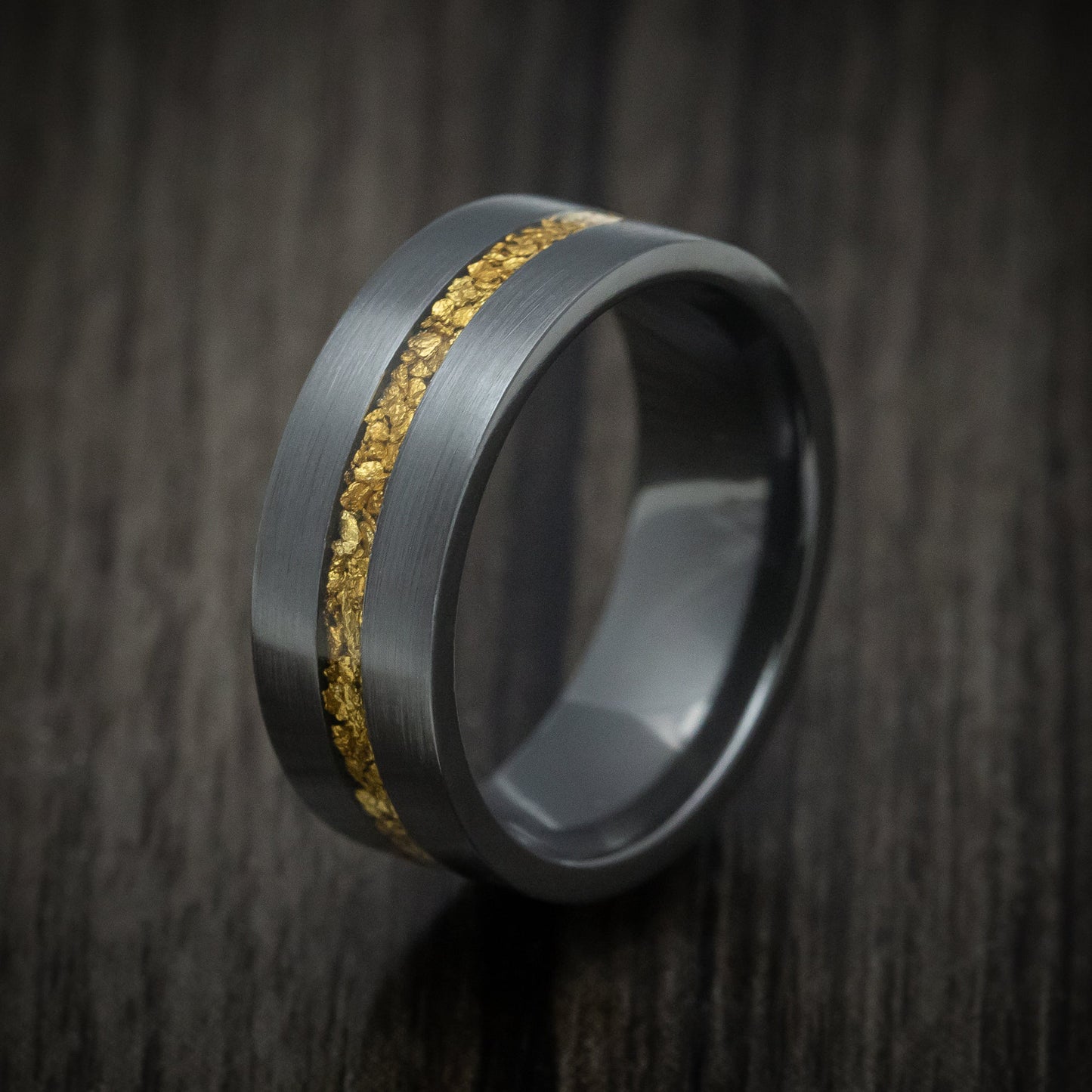 Black Titanium Raw Gold Men's Ring