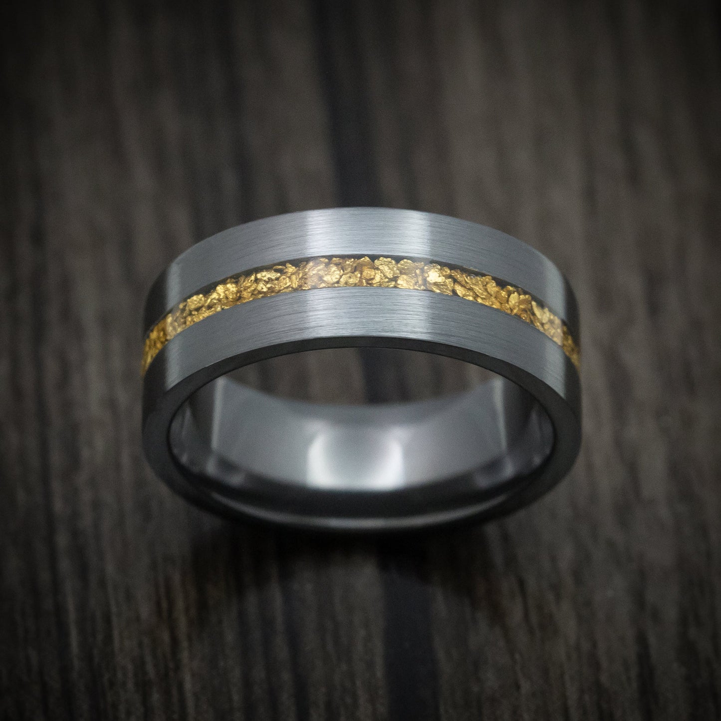 Black Titanium Raw Gold Men's Ring