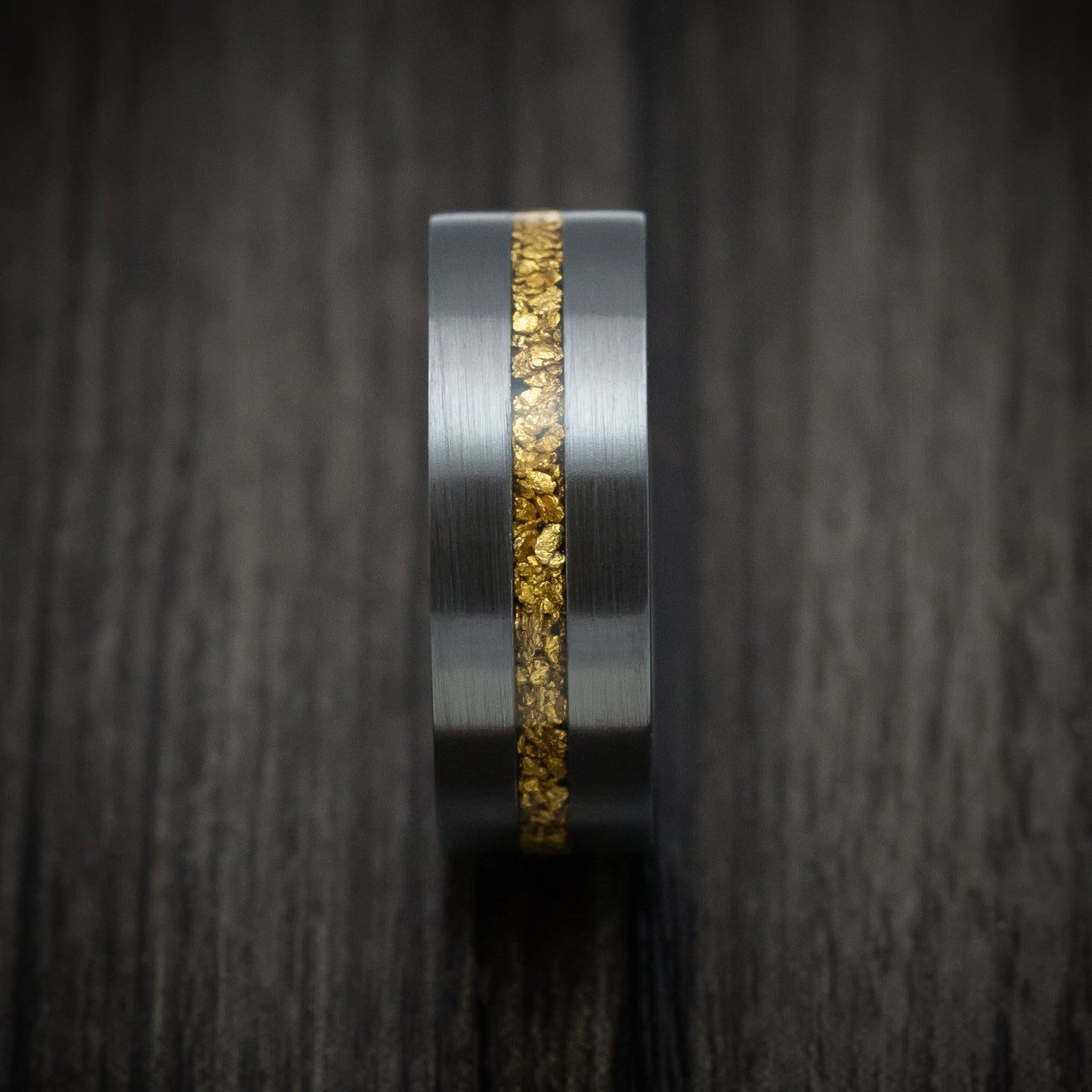 Black Titanium Raw Gold Men's Ring