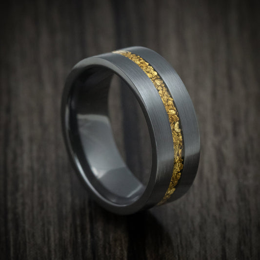 Black Titanium Raw Gold Men's Ring